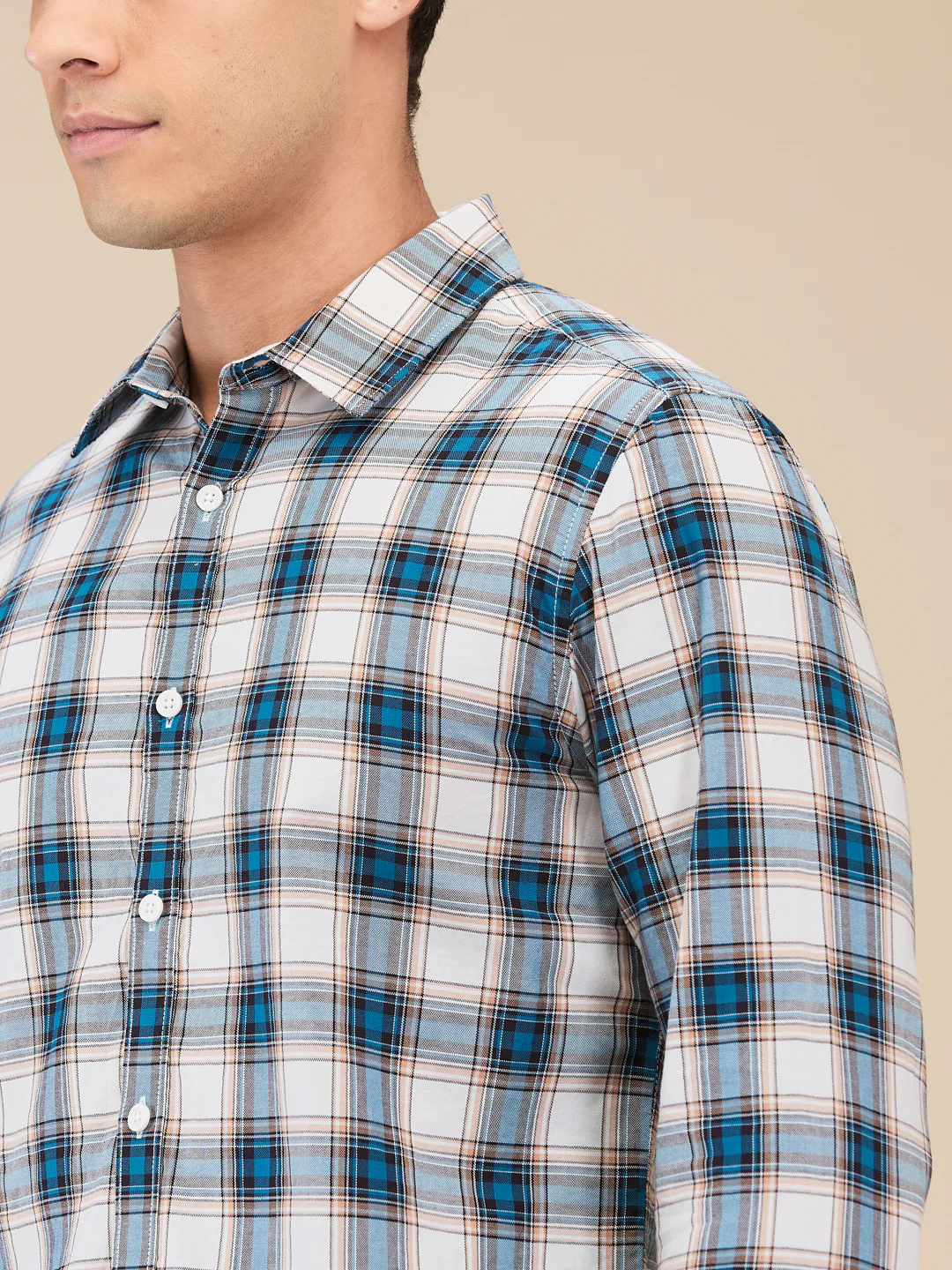 Green Slim Straight Fit Regular Collar Long Sleeves Men's Shirt by Being Human Clothing - Image 5