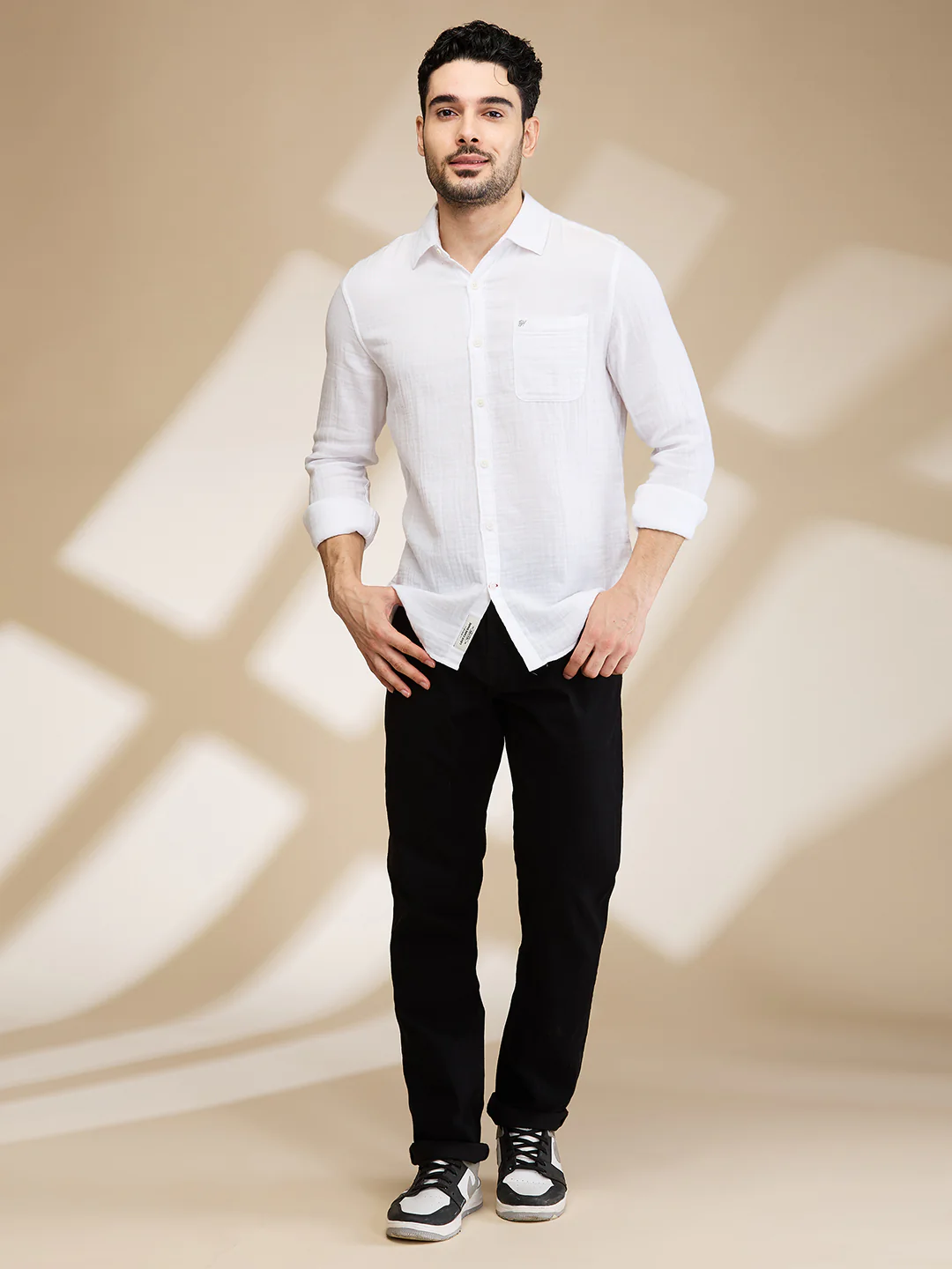 White Slim Fit Regular Collar Men's Shirt by Being Human Clothing - Image 2