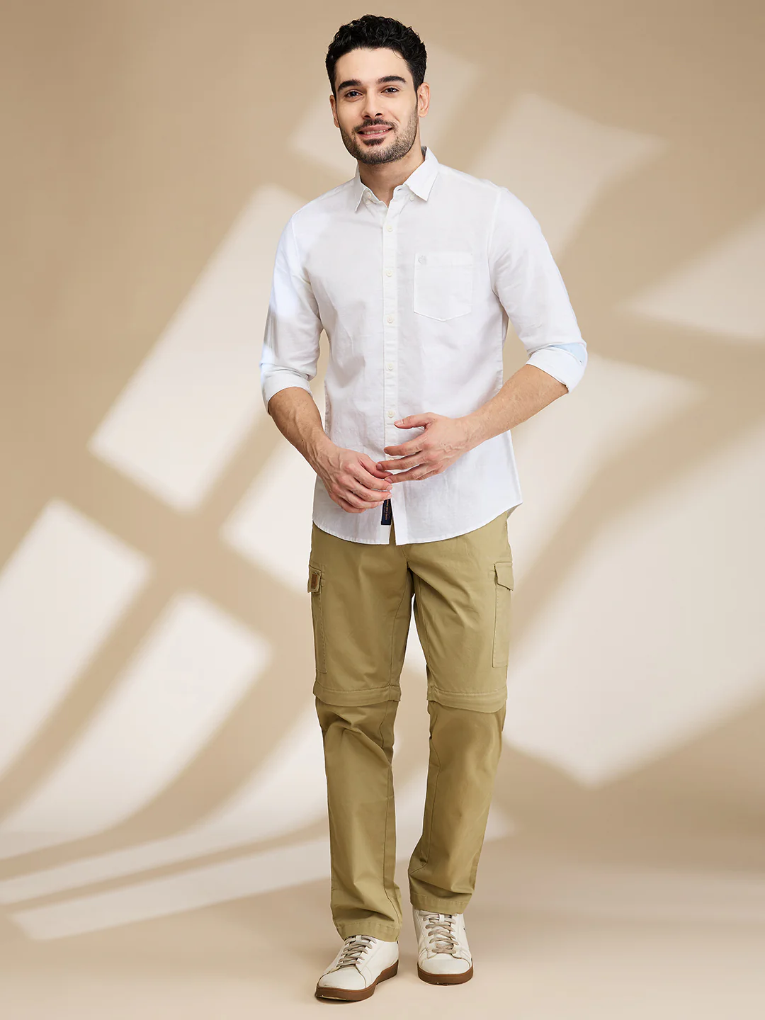 White Slim Fit Regular Collar Men's Shirt by Being Human Clothing - Image 2
