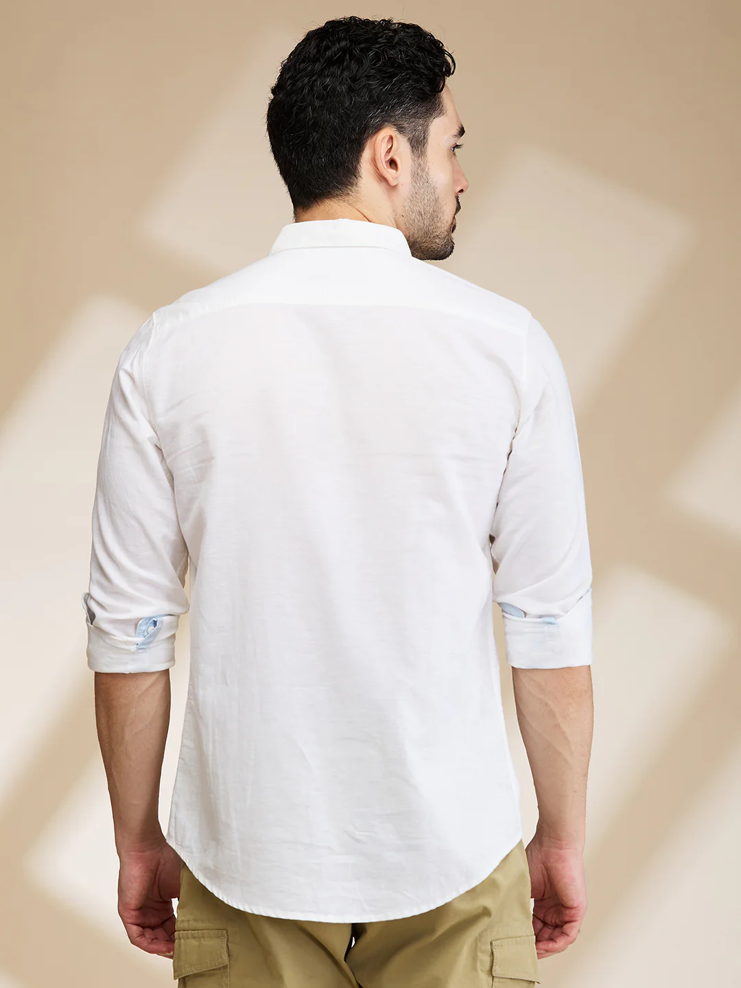 White Slim Fit Regular Collar Men's Shirt by Being Human Clothing - Image 3