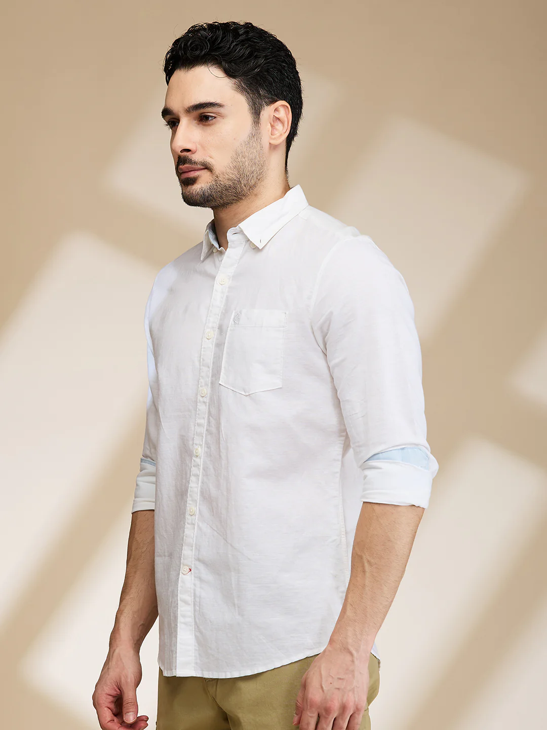 White Slim Fit Regular Collar Men's Shirt by Being Human Clothing - Image 4