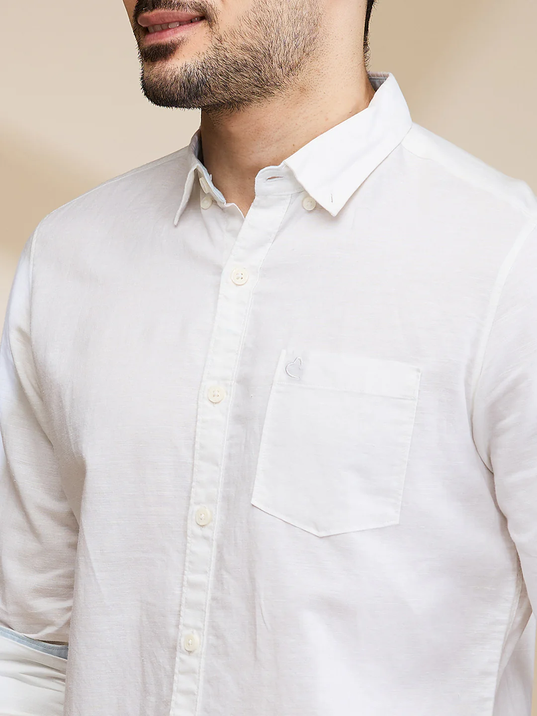 White Slim Fit Regular Collar Men's Shirt by Being Human Clothing - Image 5