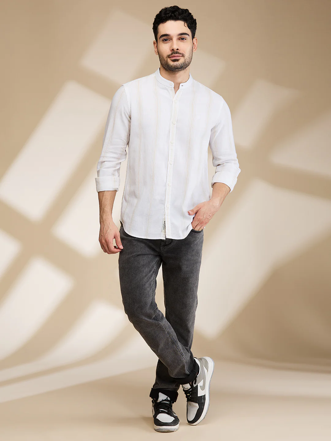 White Slim Fit Regular Collar Men's Shirt by Being Human Clothing - Image 2