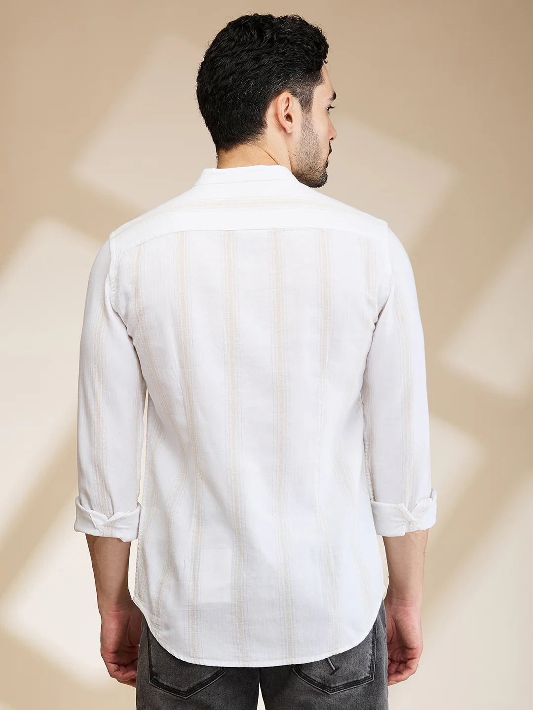 White Slim Fit Regular Collar Men's Shirt by Being Human Clothing - Image 3