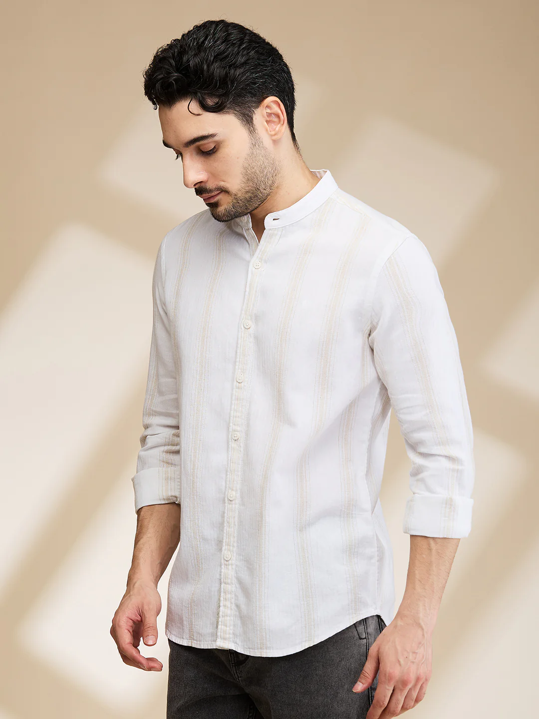 White Slim Fit Regular Collar Men's Shirt by Being Human Clothing - Image 4