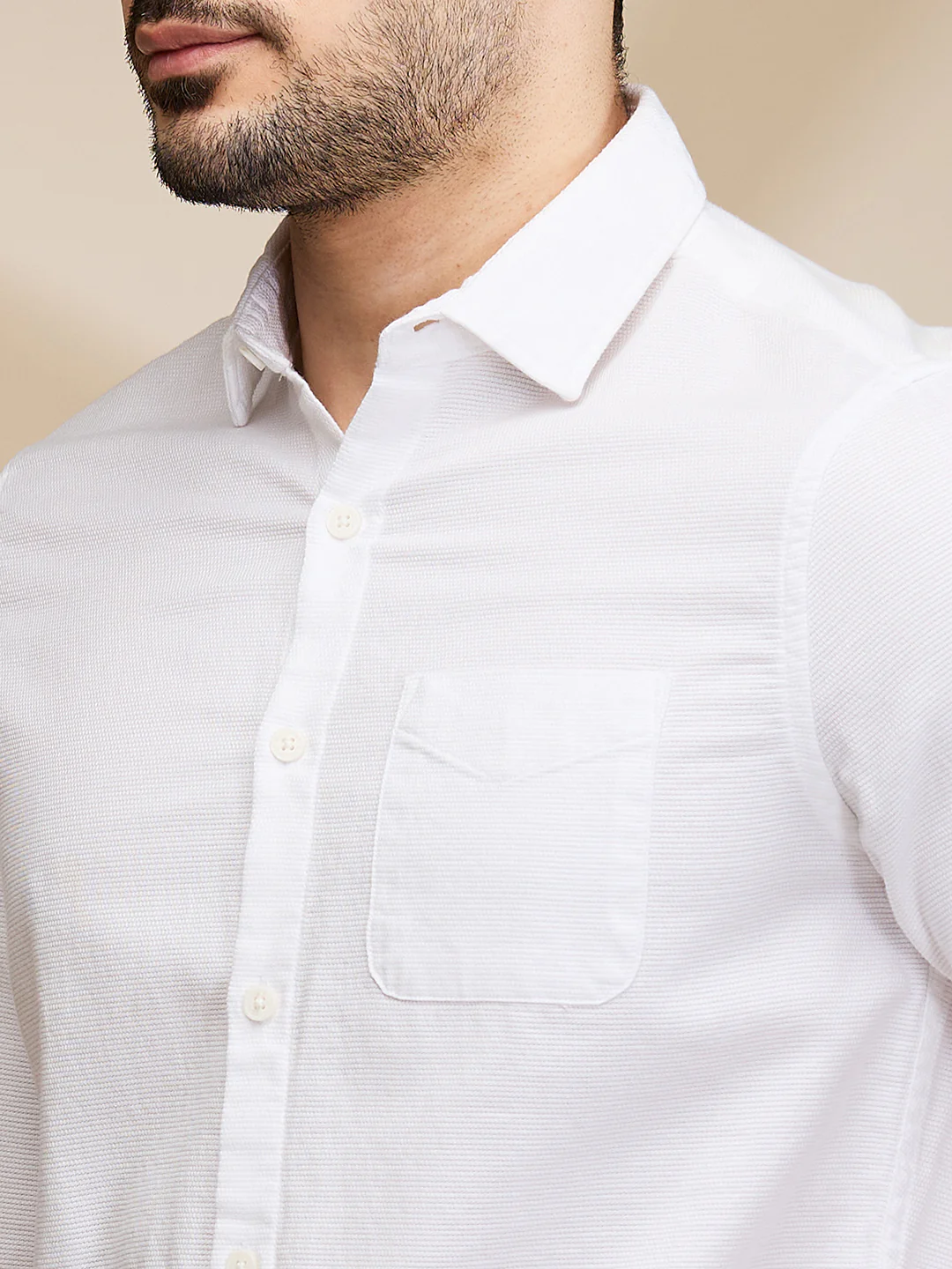 White Slim Fit Regular Collar Men's Shirt by Being Human Clothing - Image 5