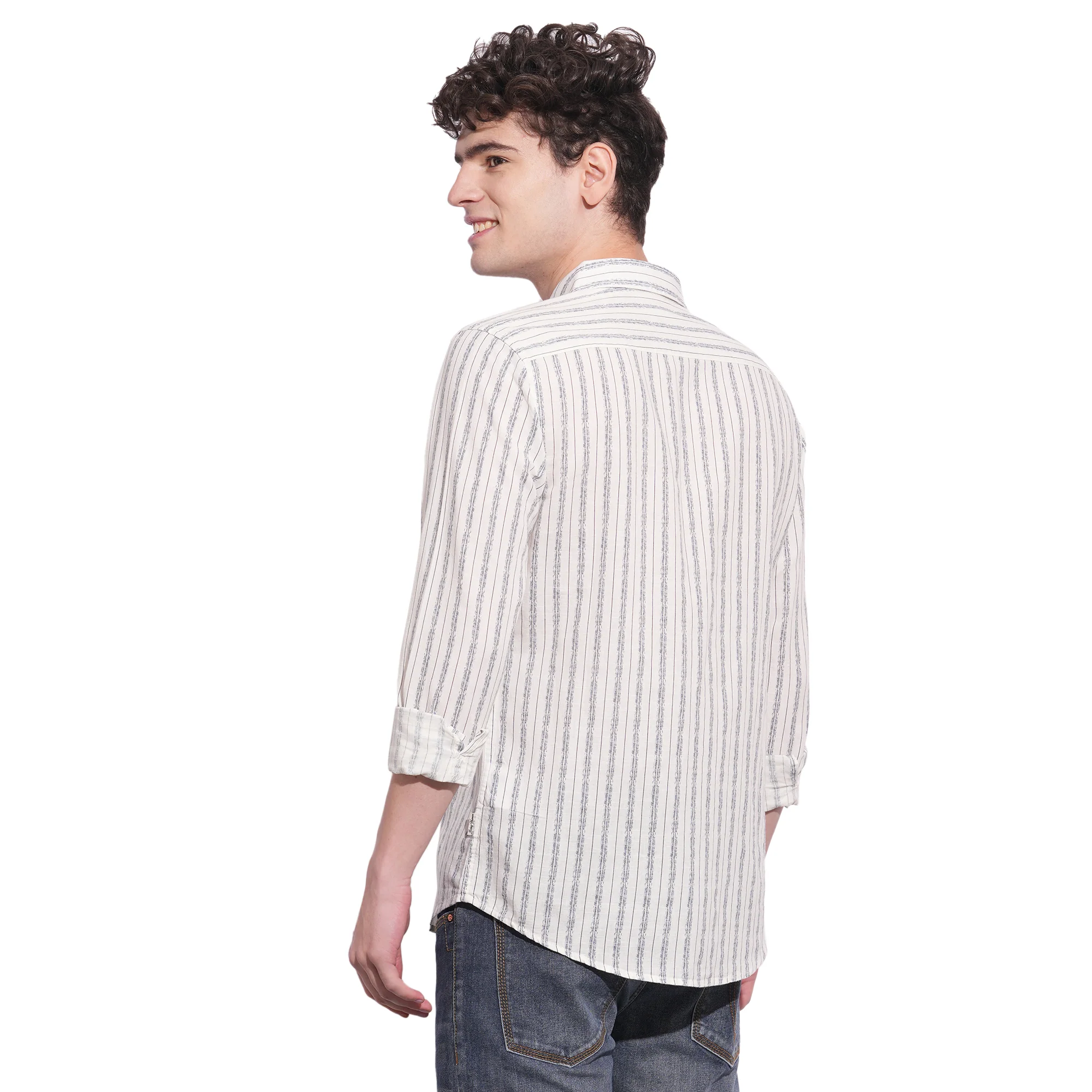 White Slim Fit Regular Collar Men's Shirt by Being Human Clothing - Image 3