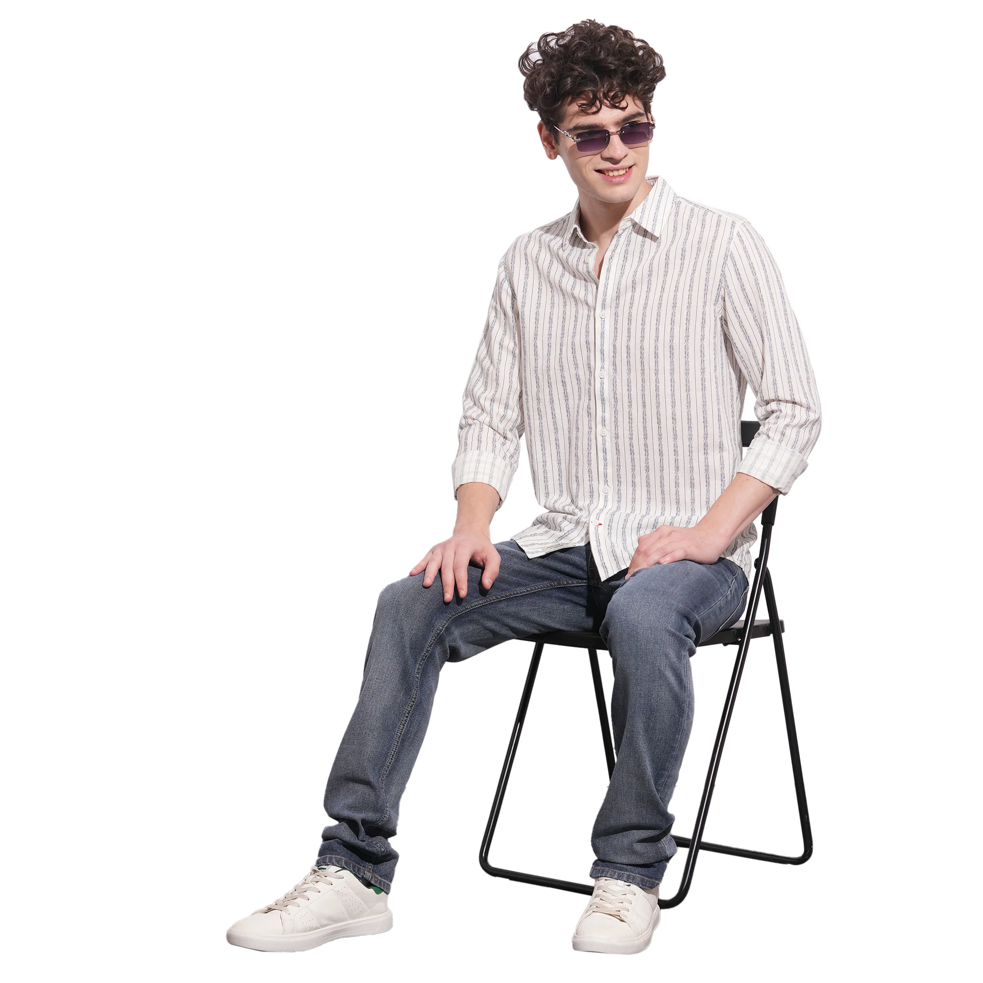 White Slim Fit Regular Collar Men's Shirt by Being Human Clothing - Image 4