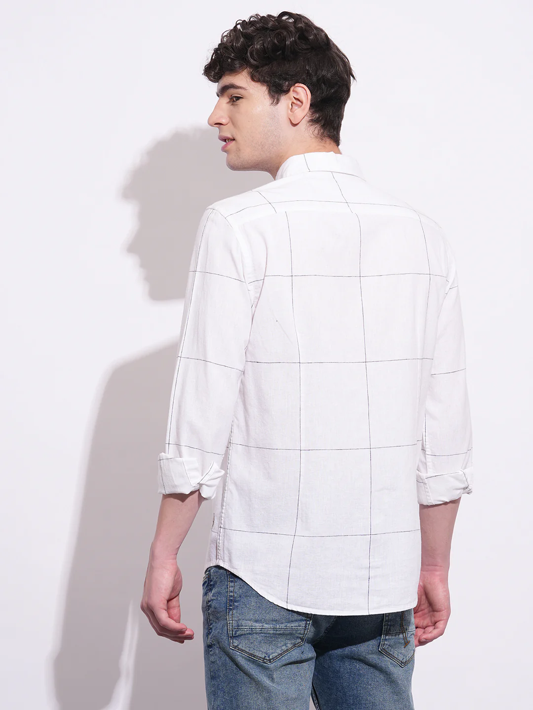 White Regular Fit Regular Collar Men's Shirt by Being Human Clothing - Image 3