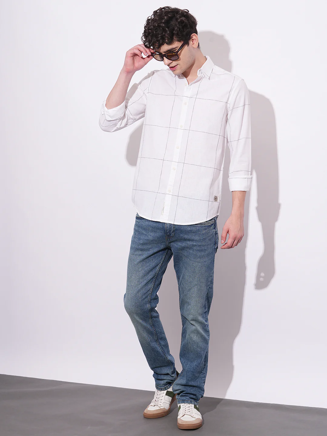 White Regular Fit Regular Collar Men's Shirt by Being Human Clothing - Image 5