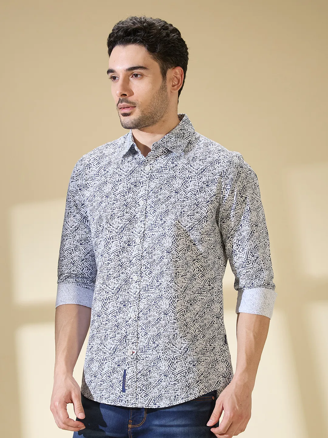 White Slim Straight Fit Regular Collar Long Sleeves Men's Shirt by Being Human Clothing - Image 4