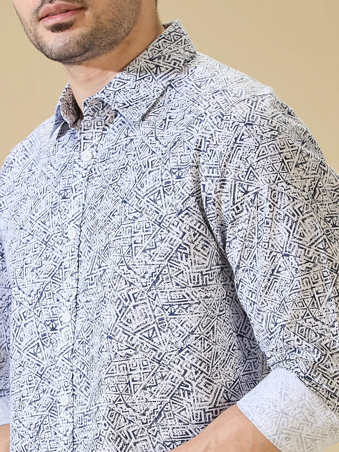 White Slim Straight Fit Regular Collar Long Sleeves Men's Shirt by Being Human Clothing - Image 5