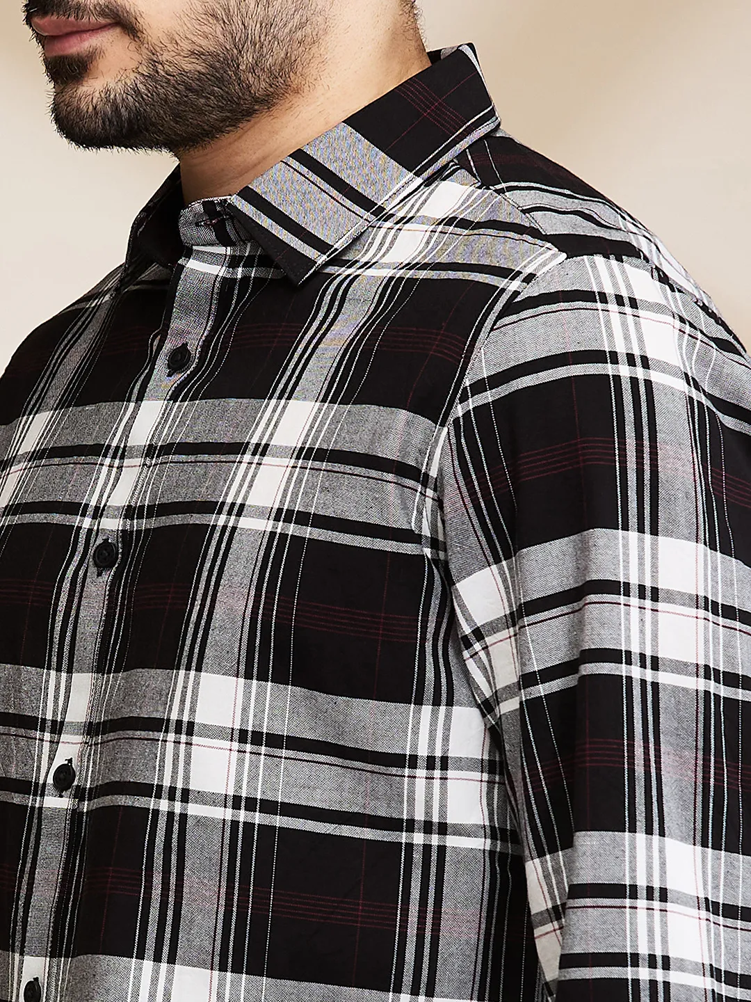 White Slim Straight Fit Regular Collar Long Sleeves Men's Shirt by Being Human Clothing - Image 5