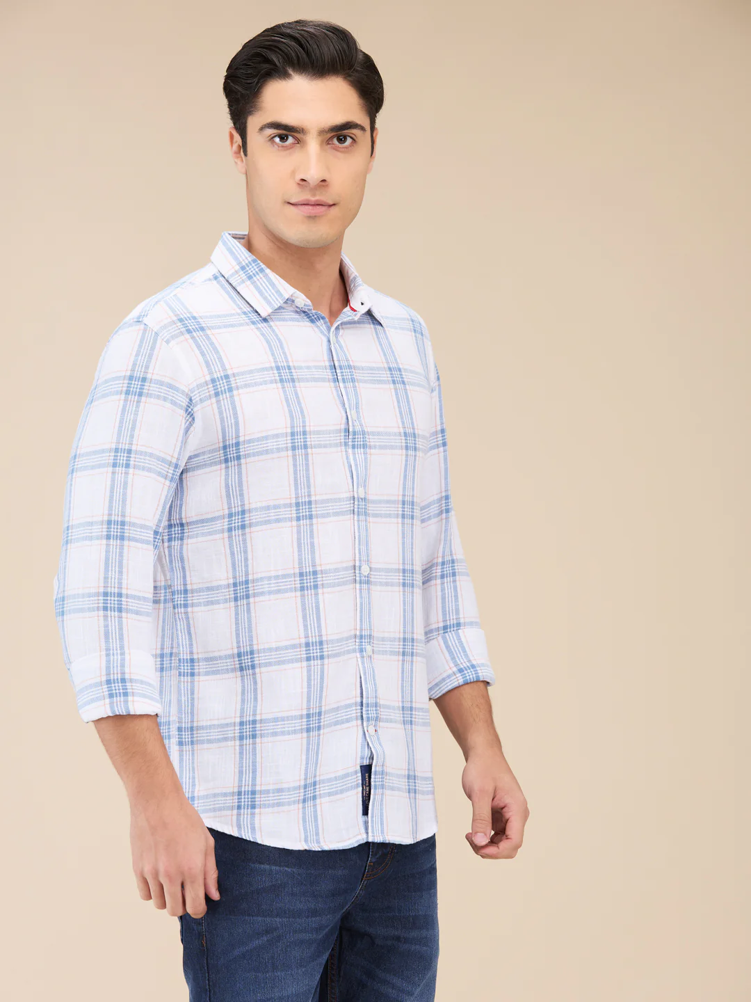 White Slim Fit Regular Collar Men's Shirt by Being Human Clothing - Image 4