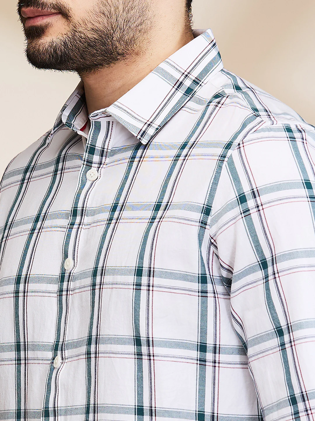 White Slim Straight Fit Regular Collar Long Sleeves Men's Shirt by Being Human Clothing - Image 5