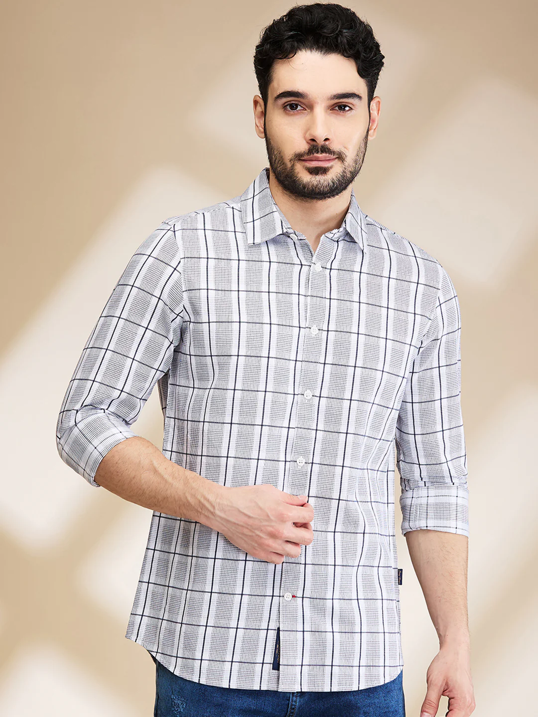 White Slim Fit Regular Collar Men's Shirt by Being Human Clothing