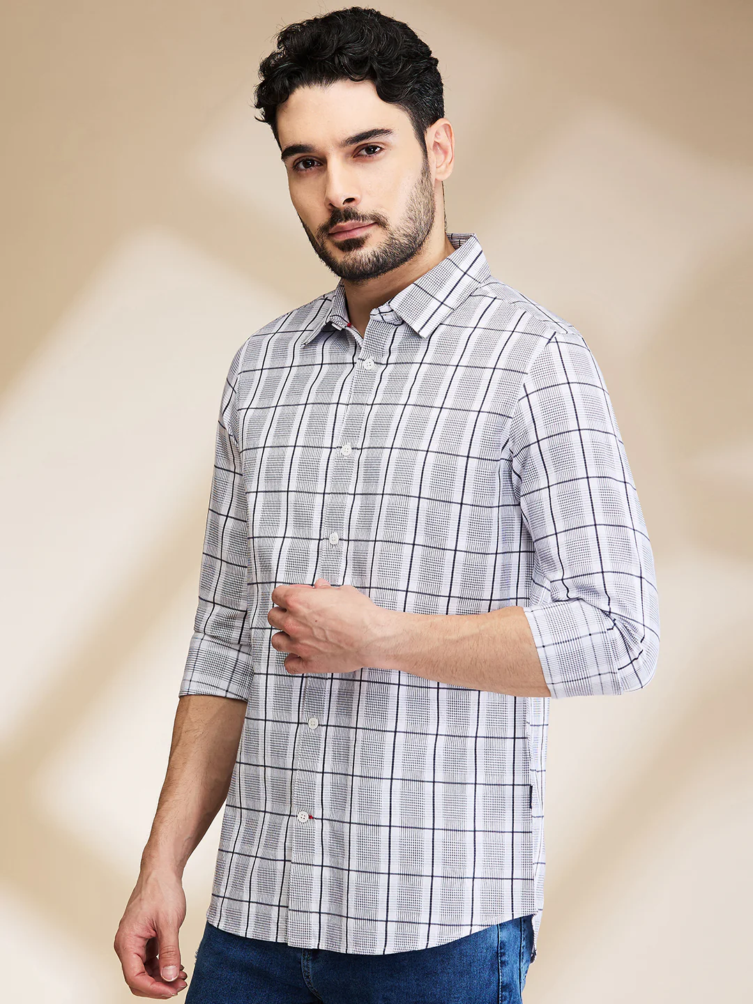 White Slim Fit Regular Collar Men's Shirt by Being Human Clothing - Image 4