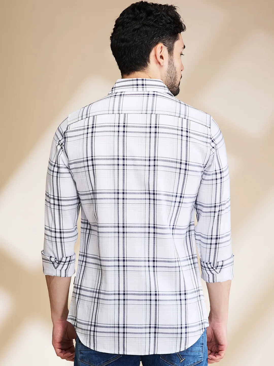 White Slim Straight Fit Regular Collar Long Sleeves Men's Shirt by Being Human Clothing - Image 3