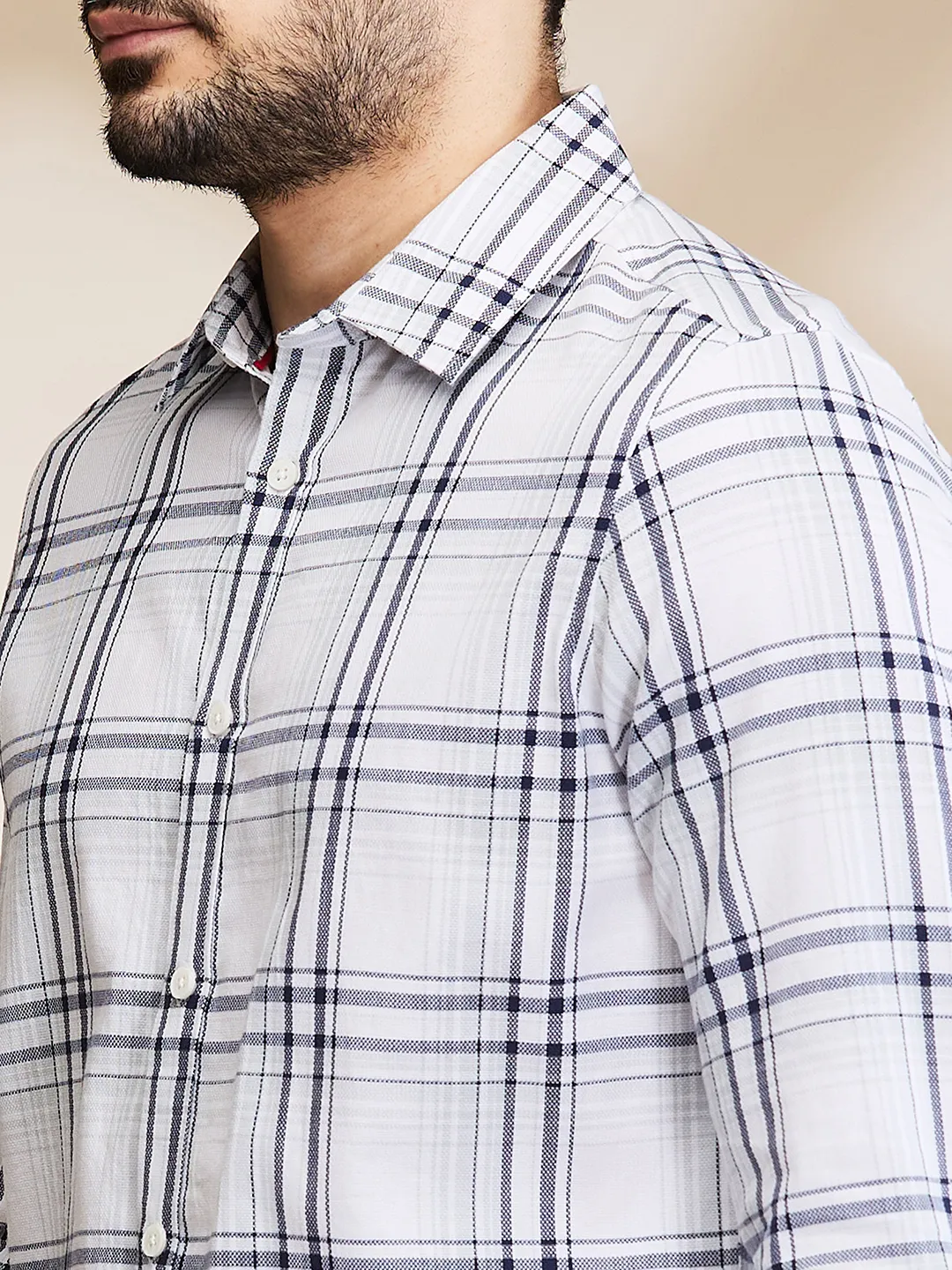 White Slim Straight Fit Regular Collar Long Sleeves Men's Shirt by Being Human Clothing - Image 5