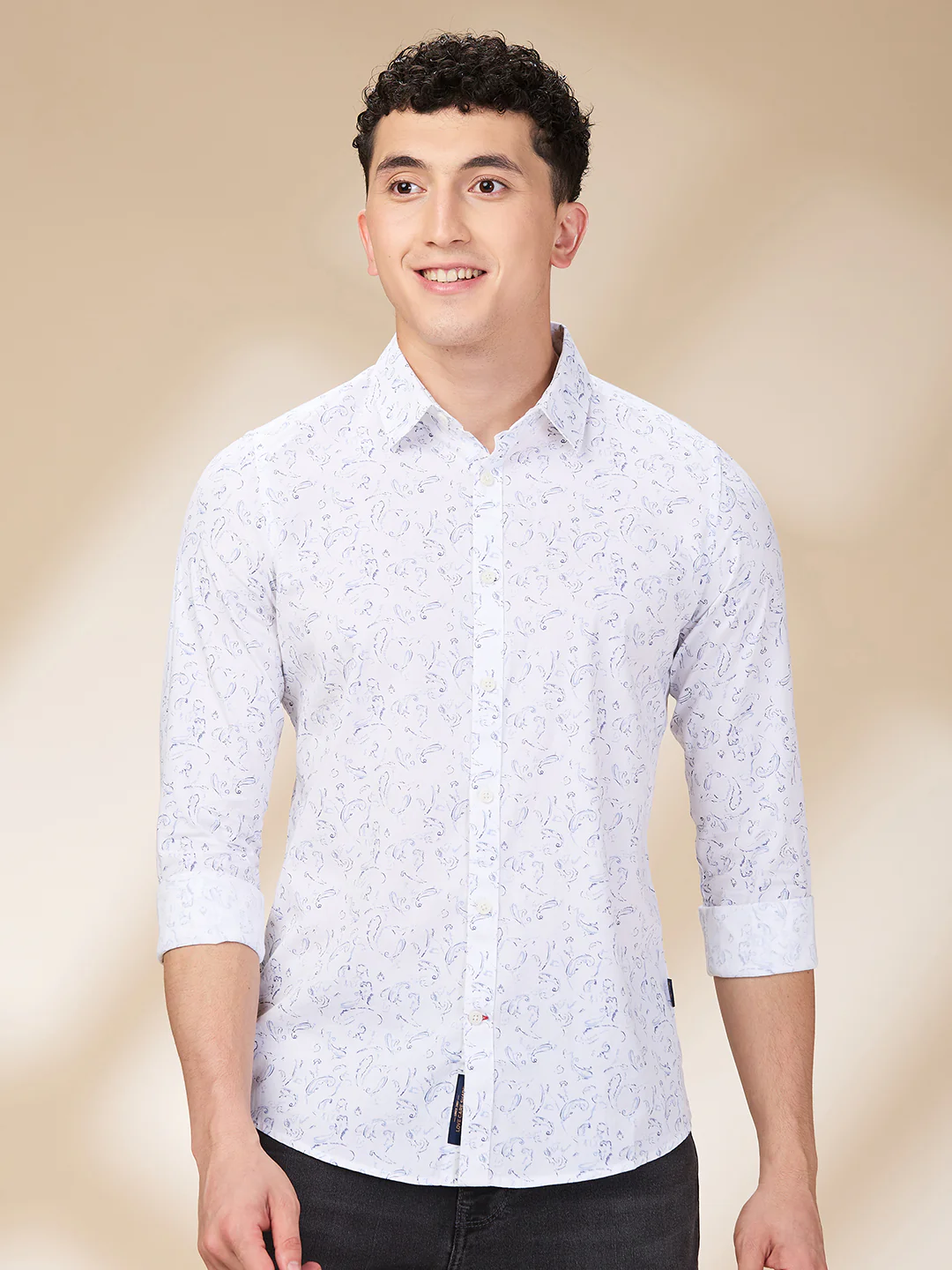 White Slim Fit Regular Collar Men's Shirt by Being Human Clothing