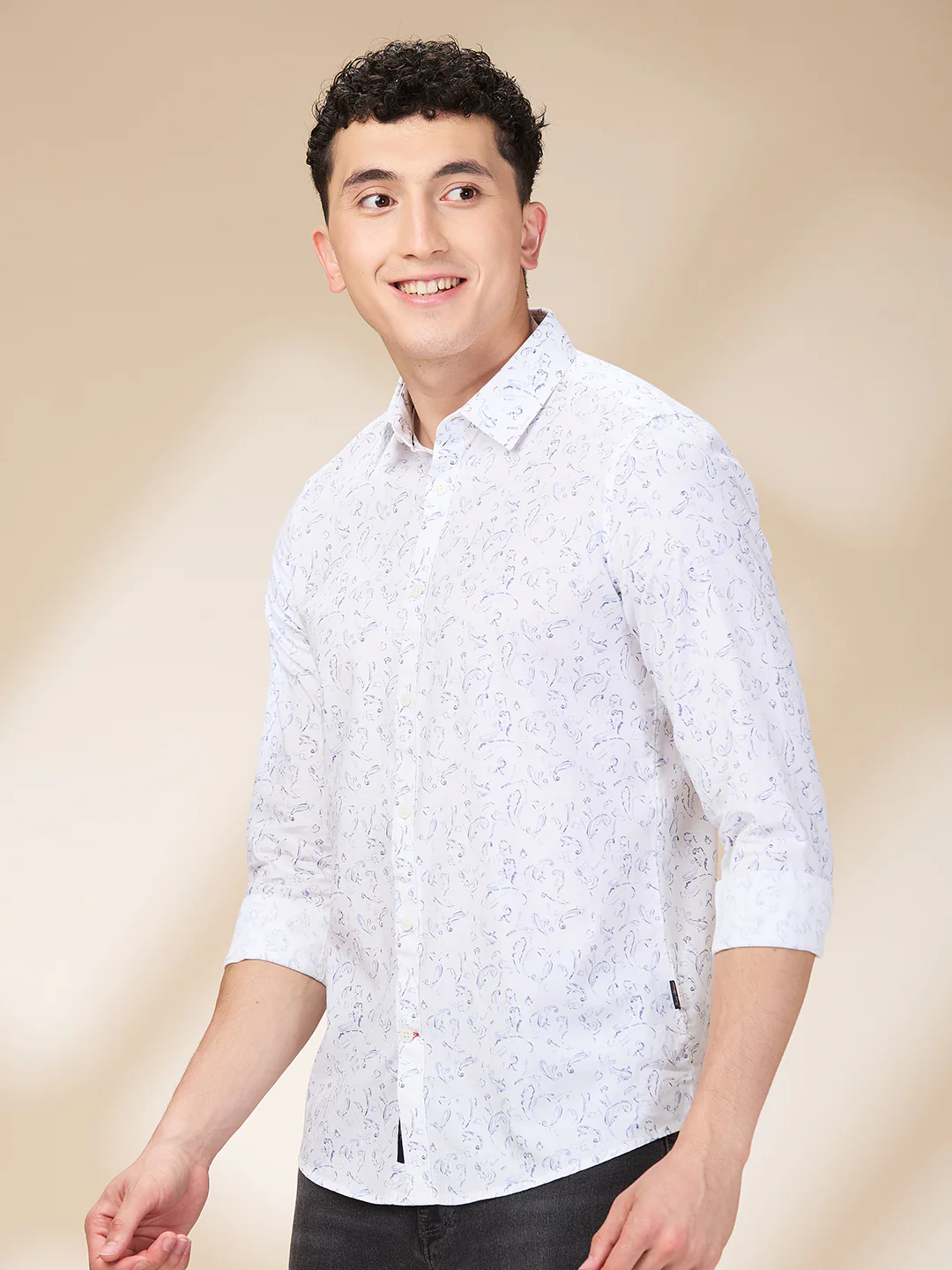 White Slim Fit Regular Collar Men's Shirt by Being Human Clothing - Image 4