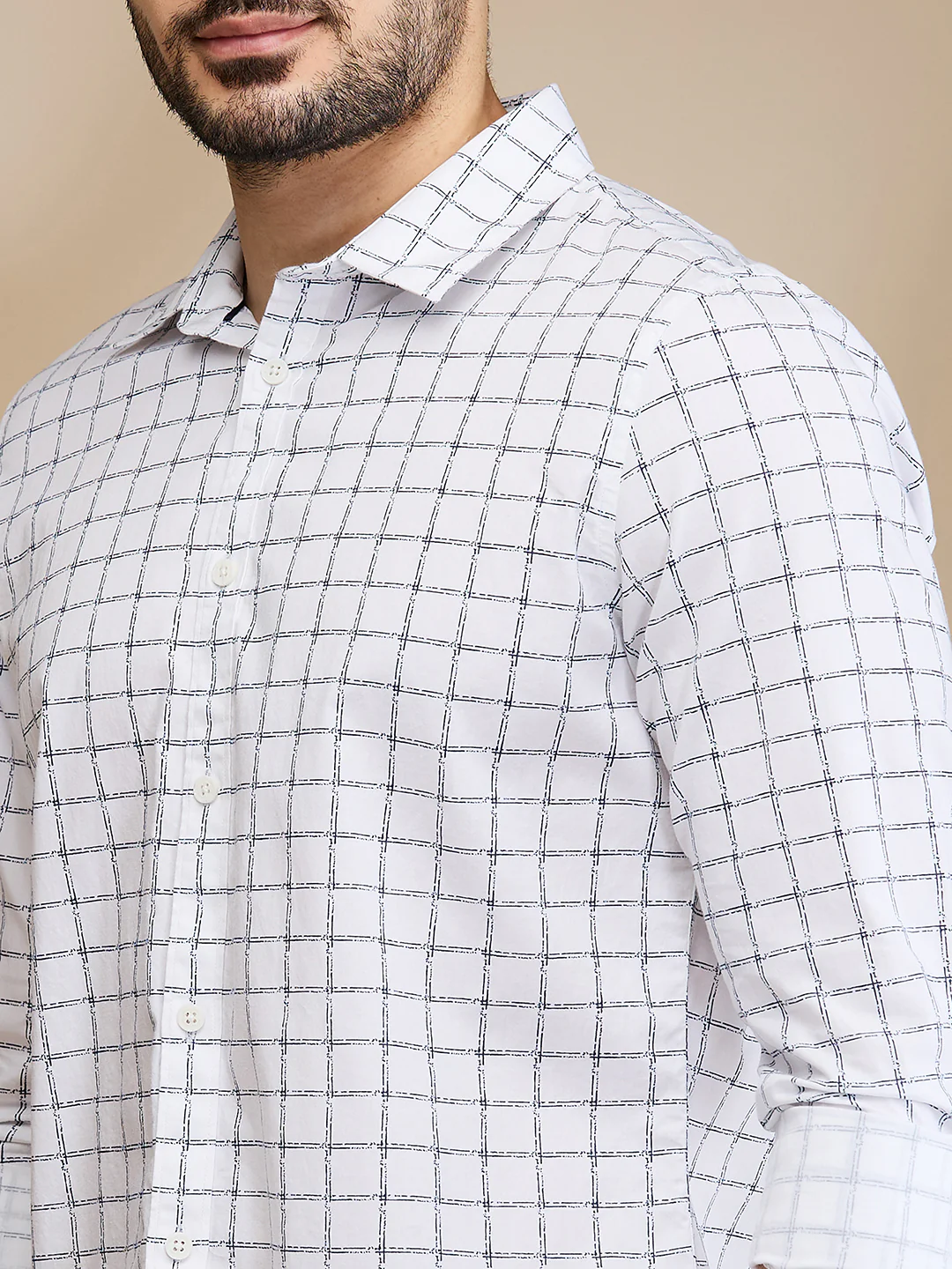 White Slim Straight Fit Regular Collar Long Sleeves Men's Shirt by Being Human Clothing - Image 5