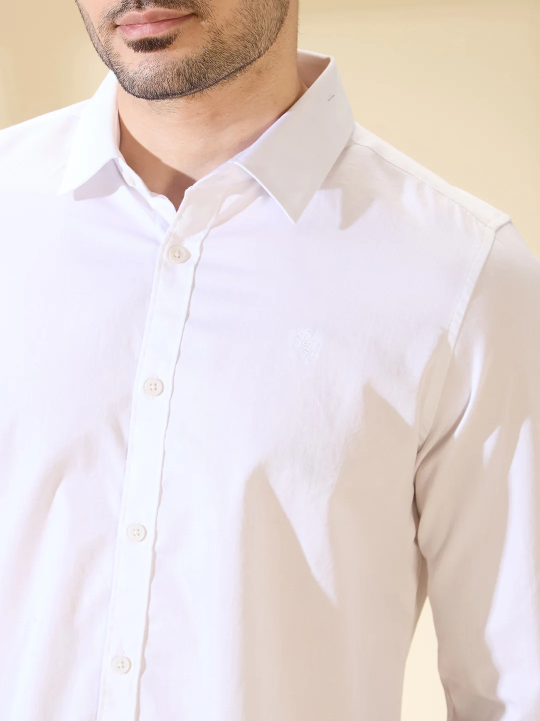 White Slim Fit Regular Collar Men's Shirt by Being Human Clothing - Image 5