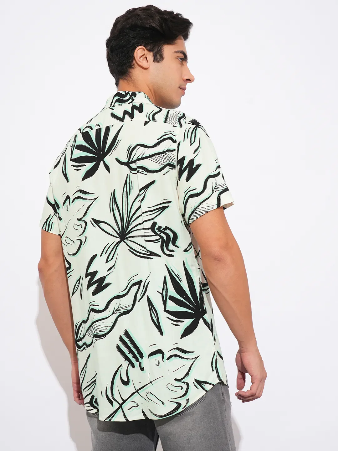White Slim Fit Resort Collar Men's Shirt by Being Human Clothing - Image 3