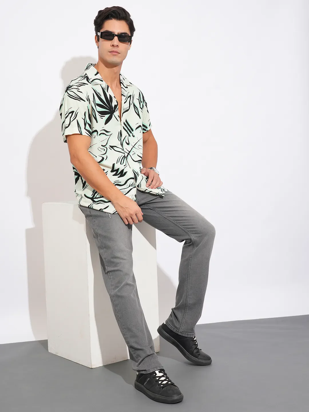 White Slim Fit Resort Collar Men's Shirt by Being Human Clothing - Image 4