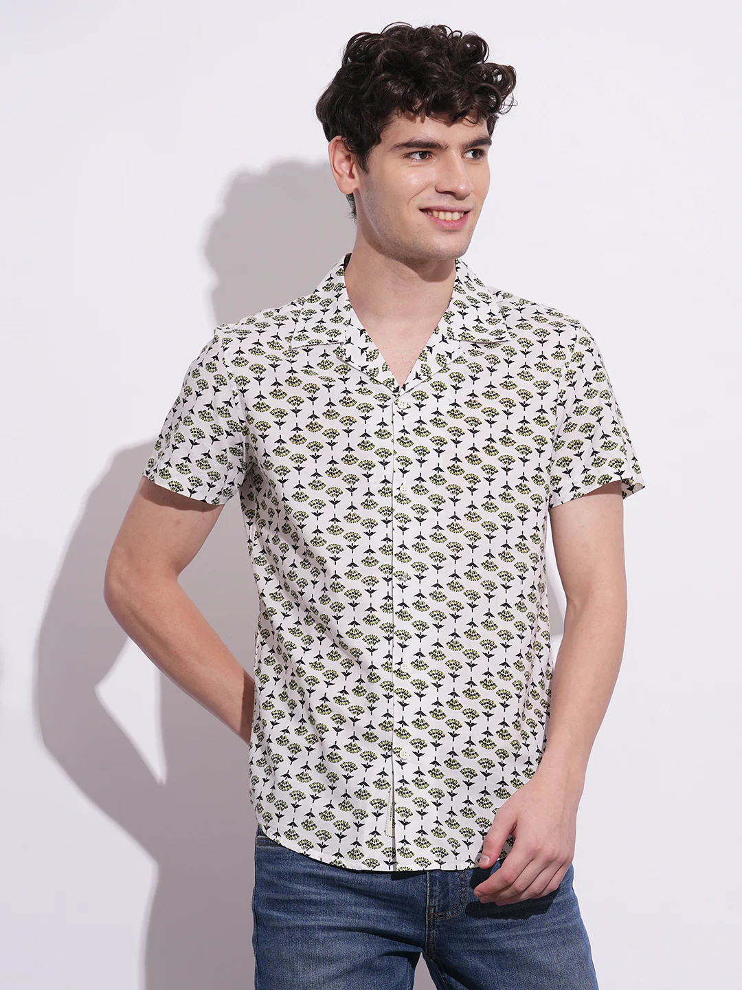 White Slim Fit Regular Collar Men's Shirt by Being Human Clothing