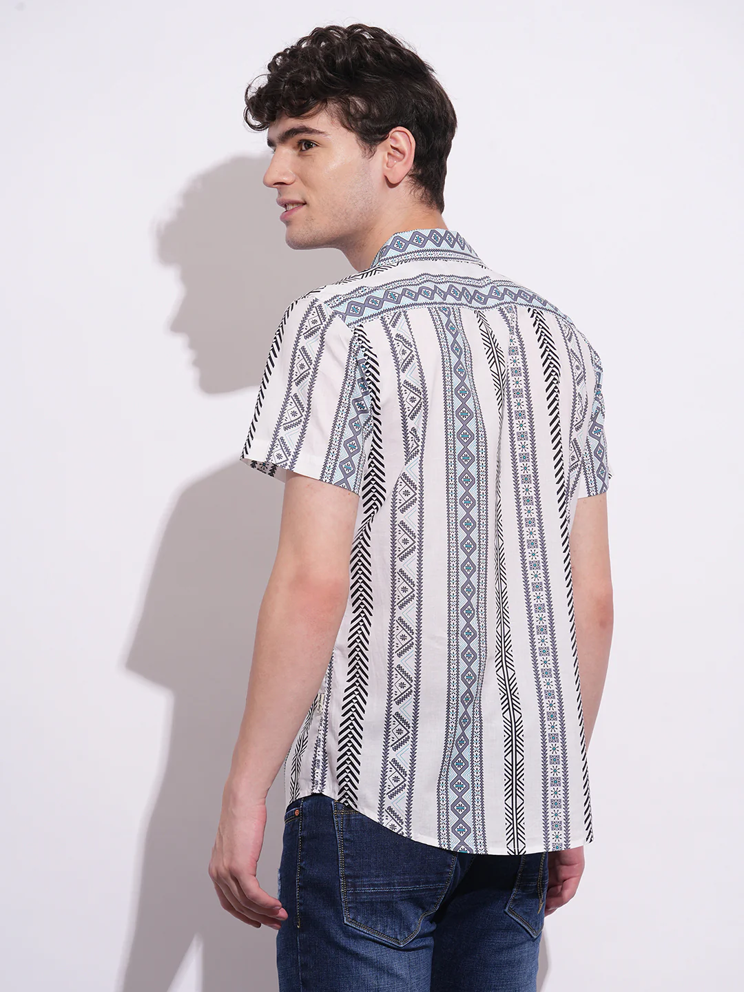 White Slim Fit Regular Collar Men's Shirt by Being Human Clothing - Image 3
