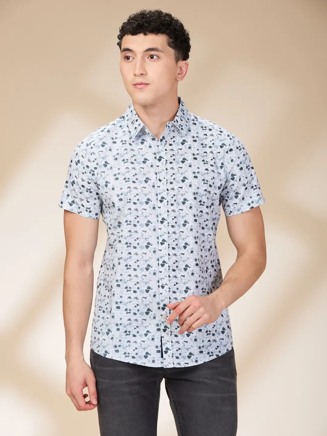 White Slim Fit Regular Collar Men's Shirt by Being Human Clothing