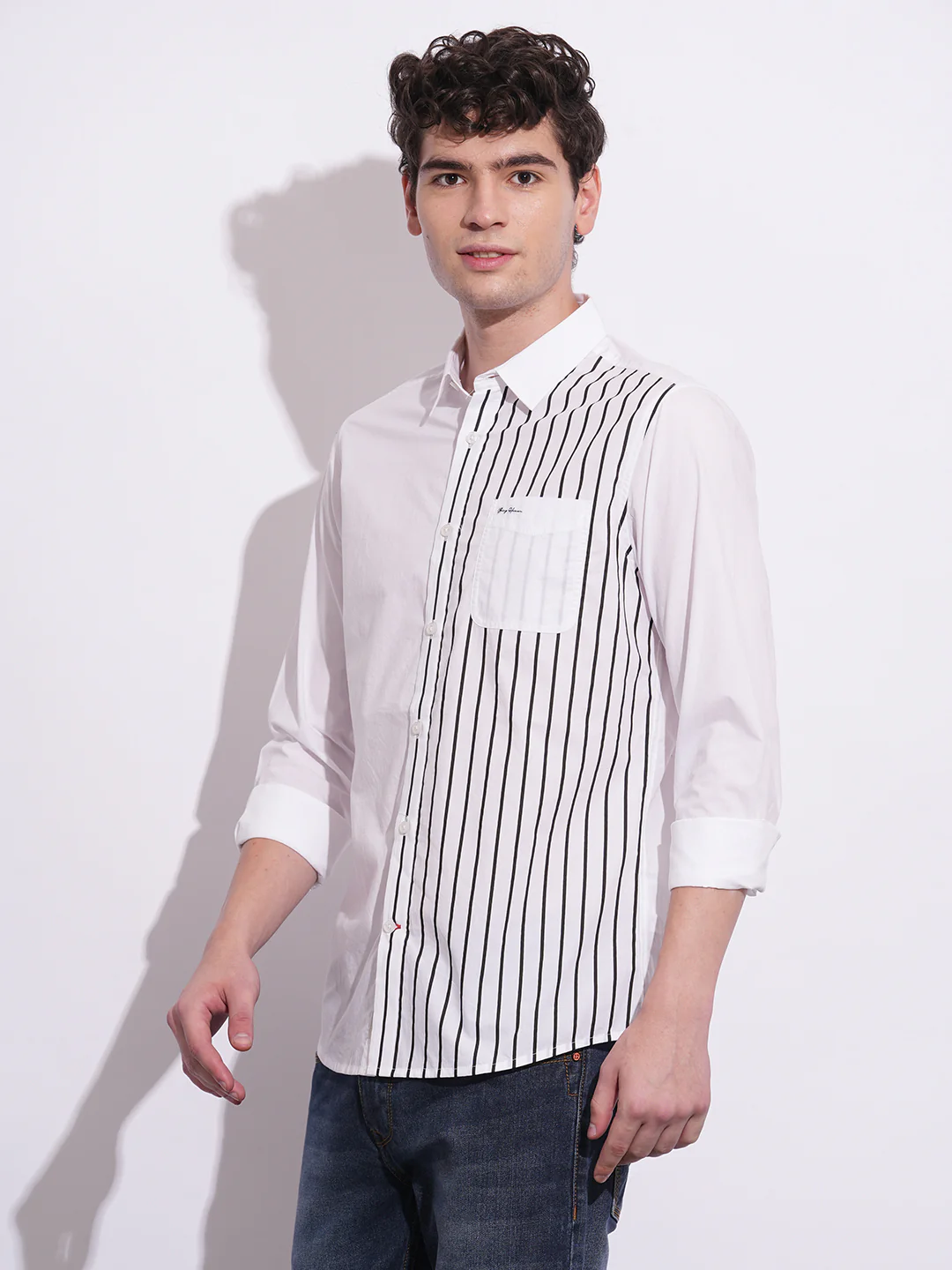 White Regular Fit Regular Collar Men's Shirt by Being Human Clothing - Image 2