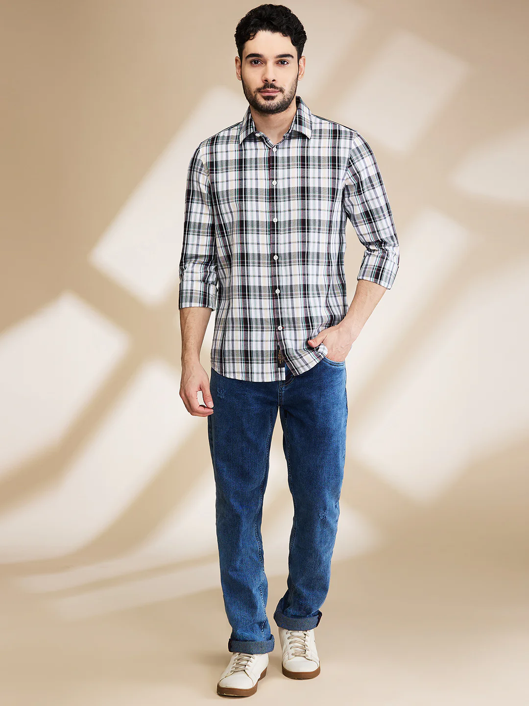 White Slim Fit Regular Collar Men's Shirt by Being Human Clothing - Image 2