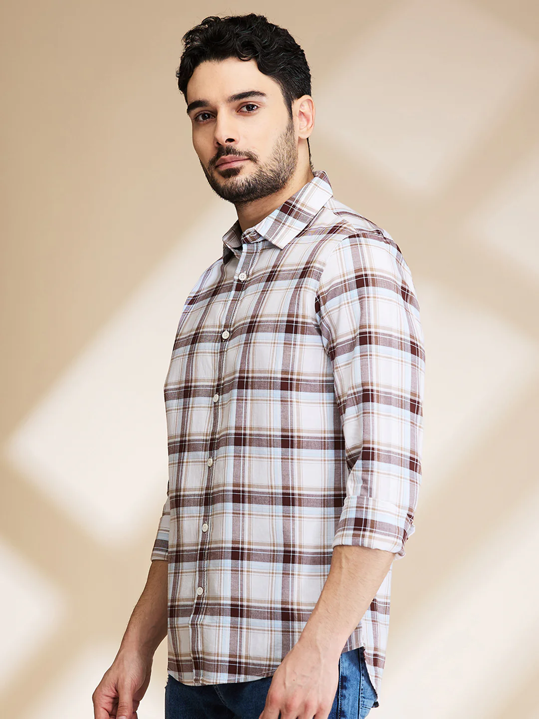 White Slim Fit Regular Collar Men's Shirt by Being Human Clothing - Image 4