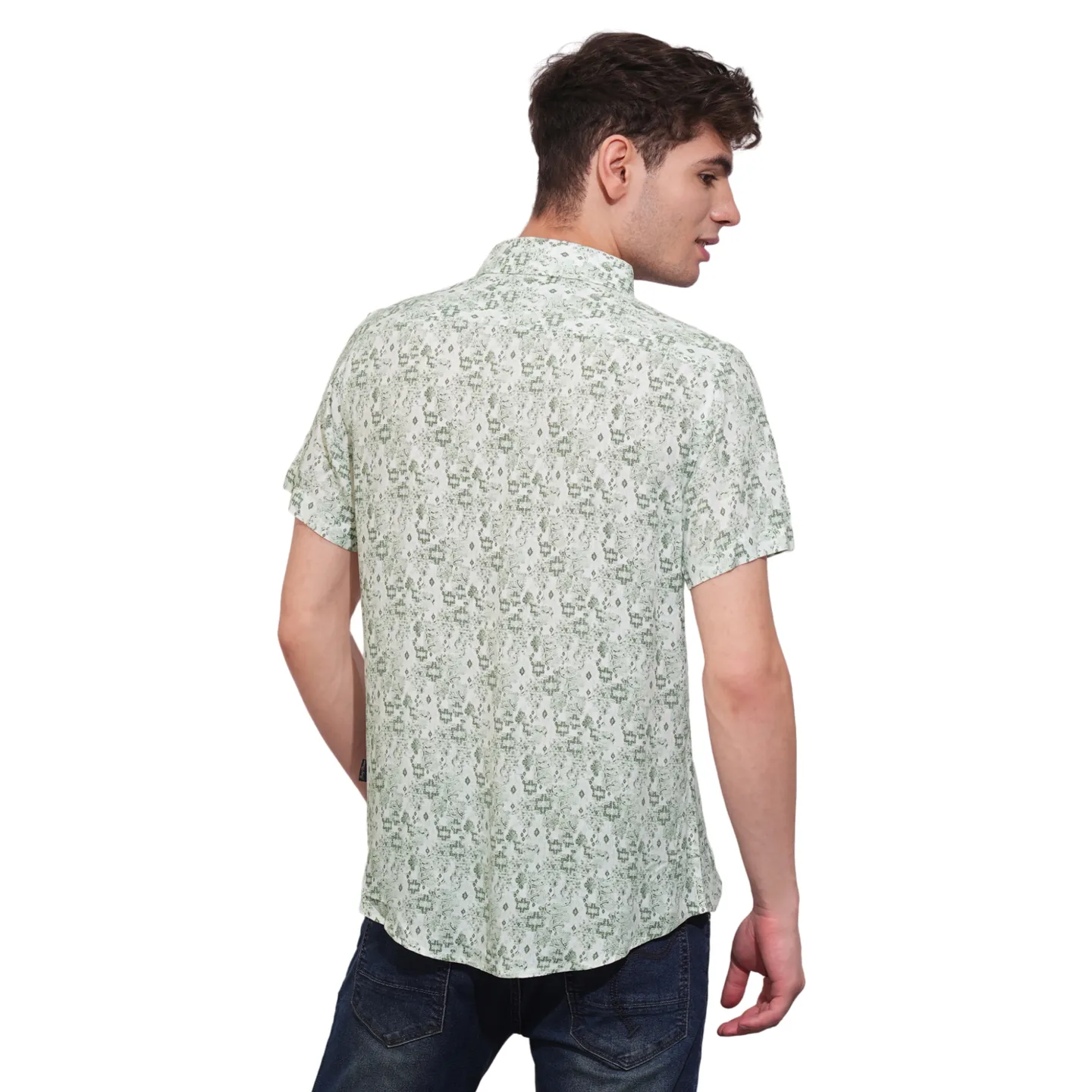 White Slim Straight Fit Regular Collar Short Sleeves Men's Shirt by Being Human Clothing - Image 3