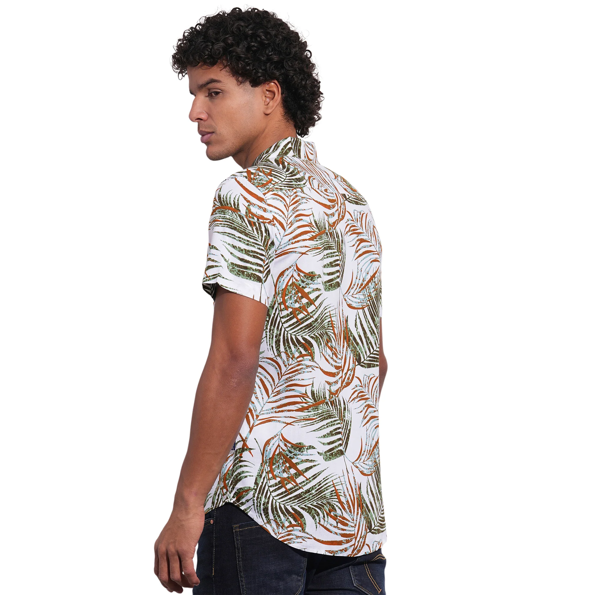 White Slim Fit Regular Collar Men's Shirt by Being Human Clothing - Image 3
