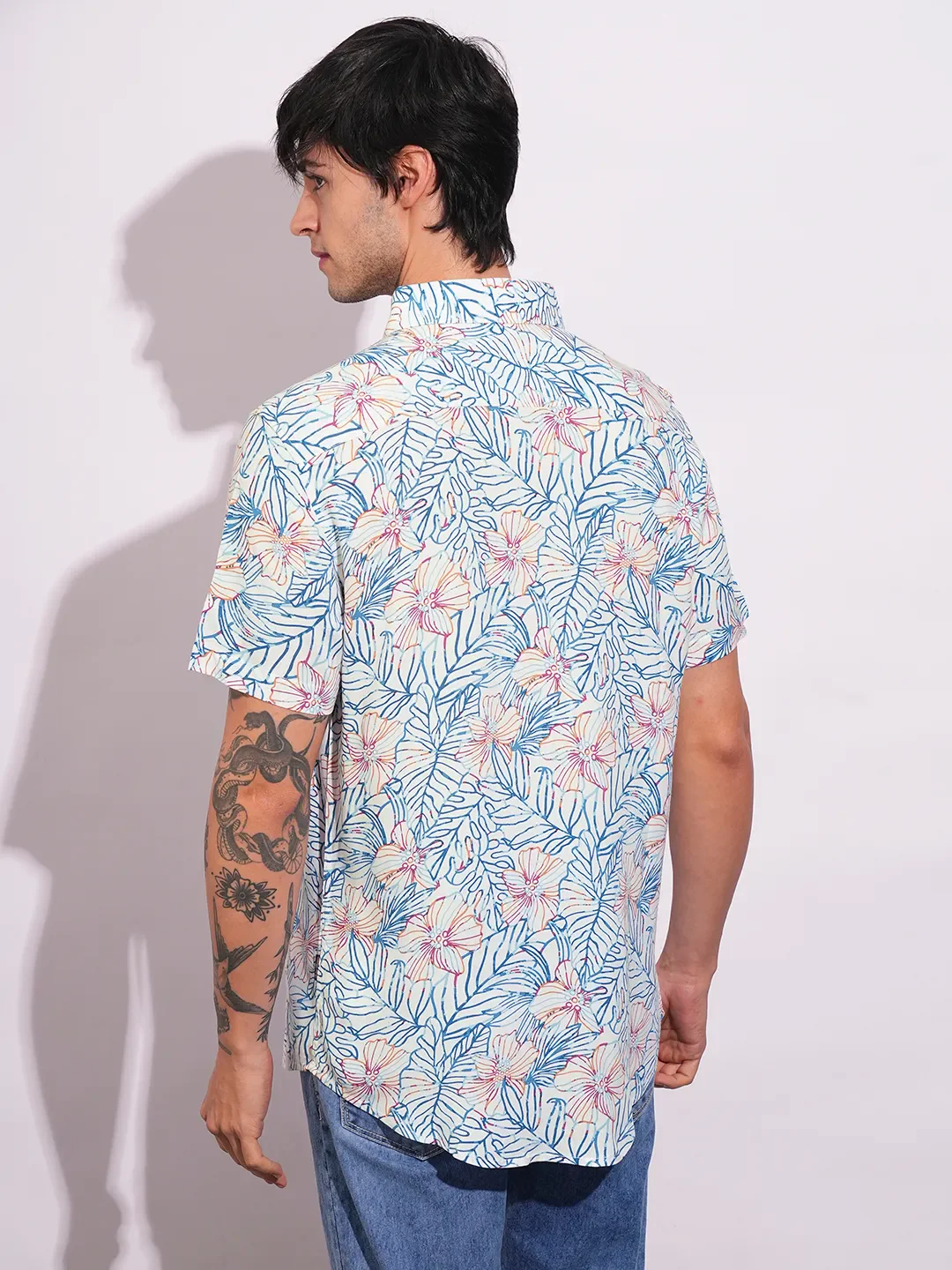 White Slim Fit Regular Collar Men's Shirt by Being Human Clothing - Image 3
