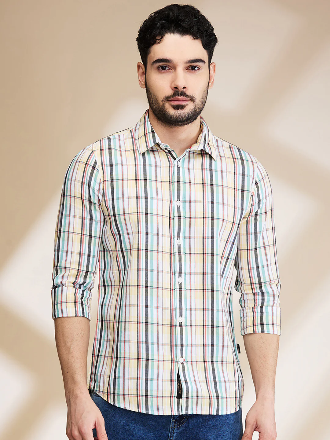 White Slim Fit Regular Collar Men's Shirt by Being Human Clothing