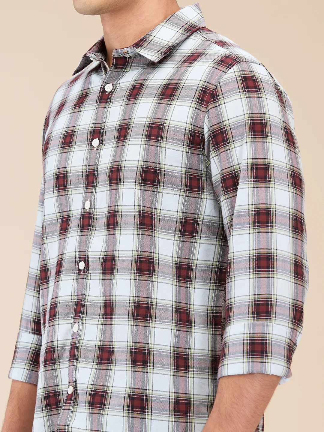 Red Slim Straight Fit Regular Collar Long Sleeves Men's Shirt by Being Human Clothing - Image 5
