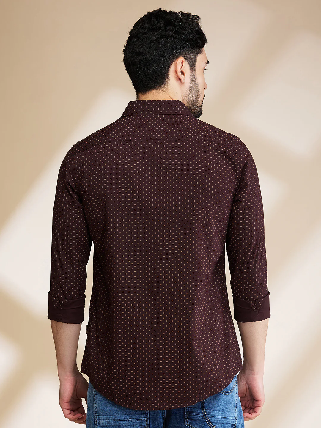 Red Slim Straight Fit Regular Collar Long Sleeves Men's Shirt by Being Human Clothing - Image 3
