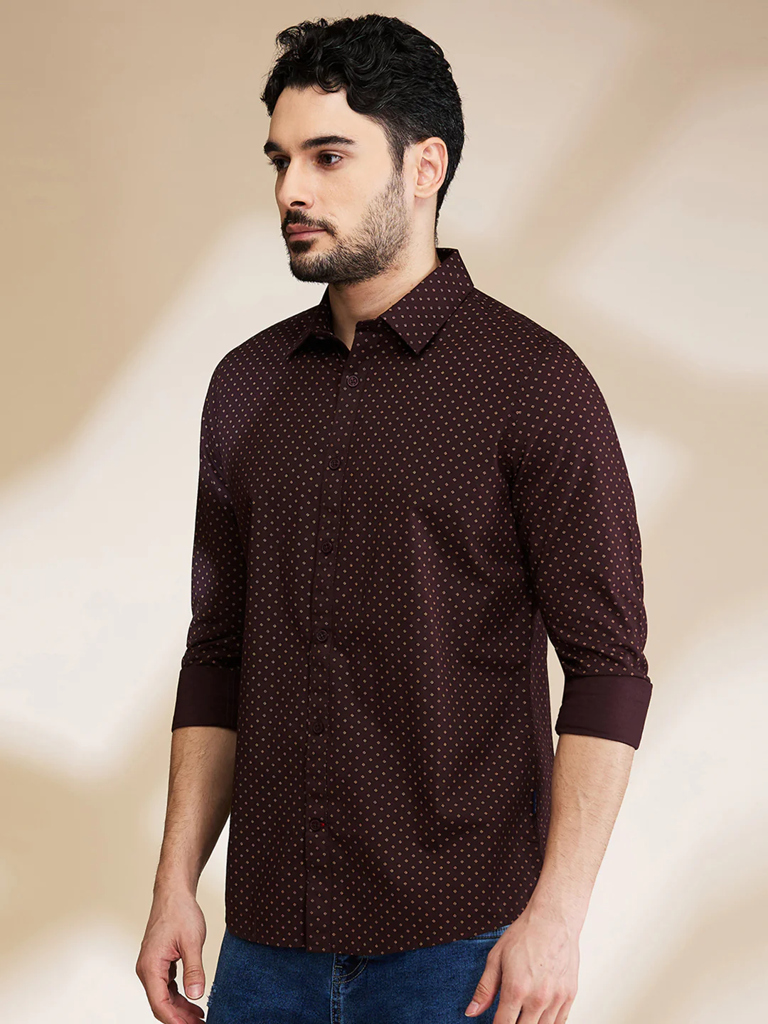 Red Slim Straight Fit Regular Collar Long Sleeves Men's Shirt by Being Human Clothing - Image 4