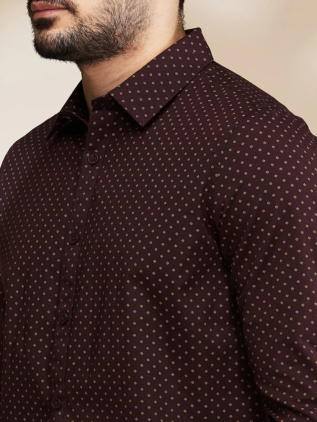 Red Slim Straight Fit Regular Collar Long Sleeves Men's Shirt by Being Human Clothing - Image 5