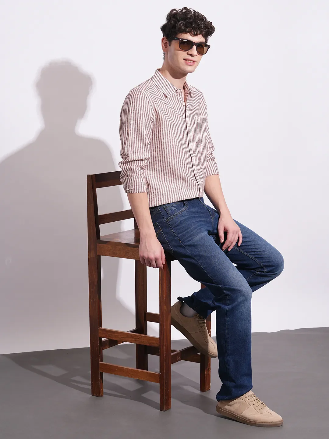 Yellow Moderno Fit Regular Collar Long Sleeves Men's Shirt by Being Human Clothing - Image 4