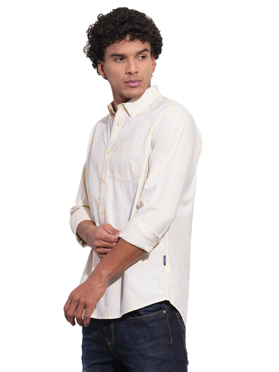 Yellow Regular Fit Regular Collar Men's Shirt by Being Human Clothing - Image 2