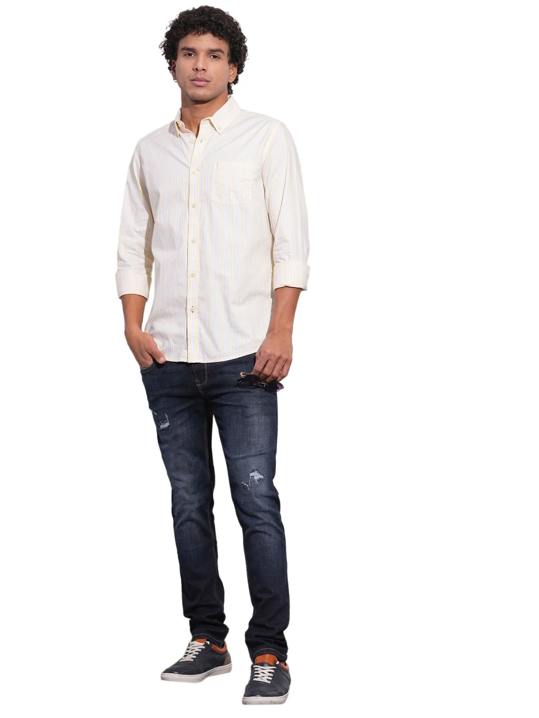 Yellow Regular Fit Regular Collar Men's Shirt by Being Human Clothing - Image 5