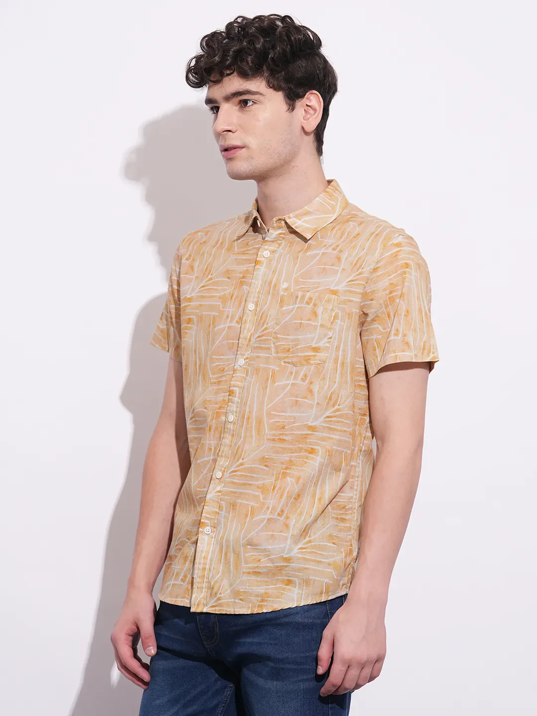 Yellow Regular Fit Regular Collar Men's Shirt by Being Human Clothing - Image 2