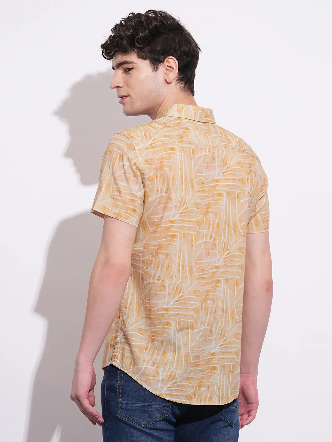 Yellow Regular Fit Regular Collar Men's Shirt by Being Human Clothing - Image 3