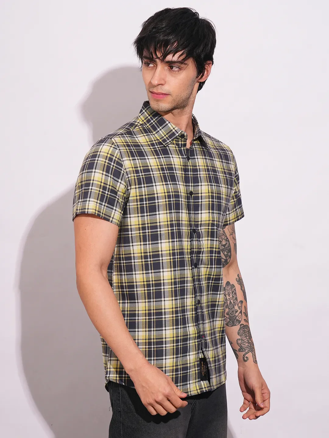 Yellow Slim Fit Regular Collar Men's Shirt by Being Human Clothing - Image 2