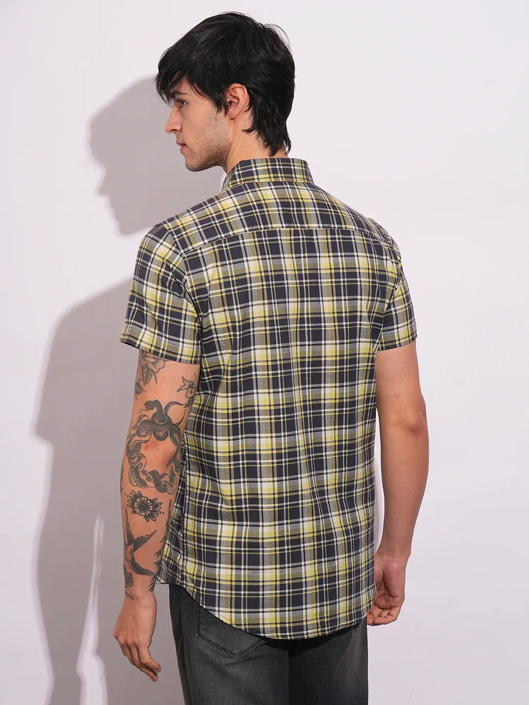 Yellow Slim Fit Regular Collar Men's Shirt by Being Human Clothing - Image 3